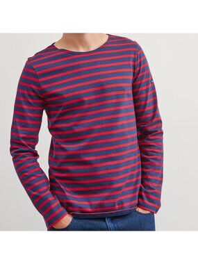 Saint James MINQUIDAME Long Sleeve Breton Blue Red Striped Shirt Mens XL 46 New